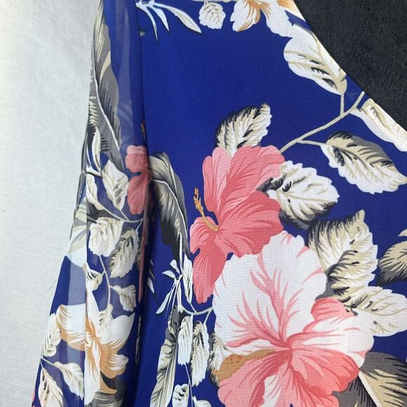 Lulus  Navy Floral Split Sleeve Dress Sz Small Wedding Vacation Celebration - Picture 5 of 12